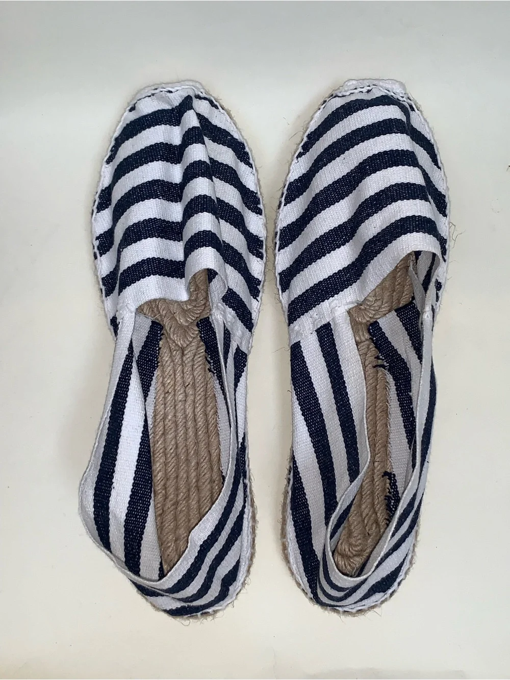 Cousu Main Striped Navy and White Espadrille Flats - Women’s 41 Beach Travel